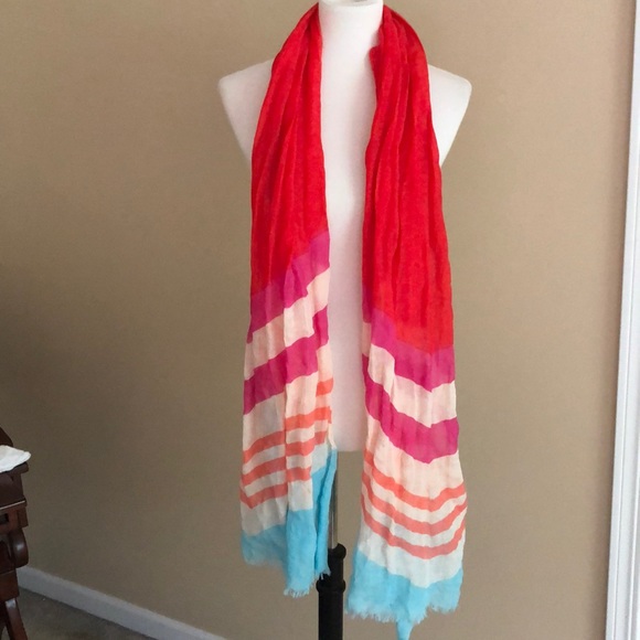 J Crew Long Multi Color Stripe Scarf - Picture 1 of 7